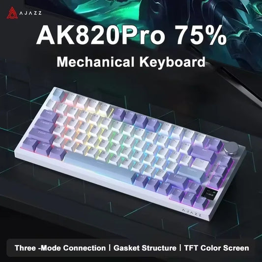 AK820 / Ak820Pro Gaming Mechanical Keyboard 75% 82 Keys Wired Single Mode/Bluetooth Wireless Gamer Keyboard for Laptop PC