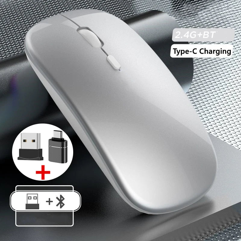Wireless Mouse Bluetooth-Compatible Gaming Mouse (Dual Mode:Bt+2.4Ghz) Ergonomic Rechargeable Mice for Pc/Laptop/Macbook ﻿