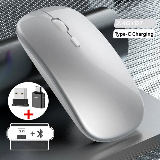 Wireless Mouse Bluetooth-Compatible Gaming Mouse (Dual Mode:Bt+2.4Ghz) Ergonomic Rechargeable Mice for Pc/Laptop/Macbook ﻿