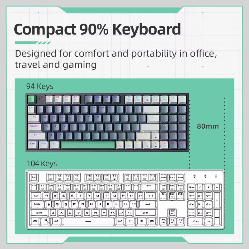 MACHENIKE K500 Mechanical Keyboard Wired Gaming Keyboard K500-B94 Hot Swappable 94 Keys 90% Layout RGB Backlight for PC Laptop