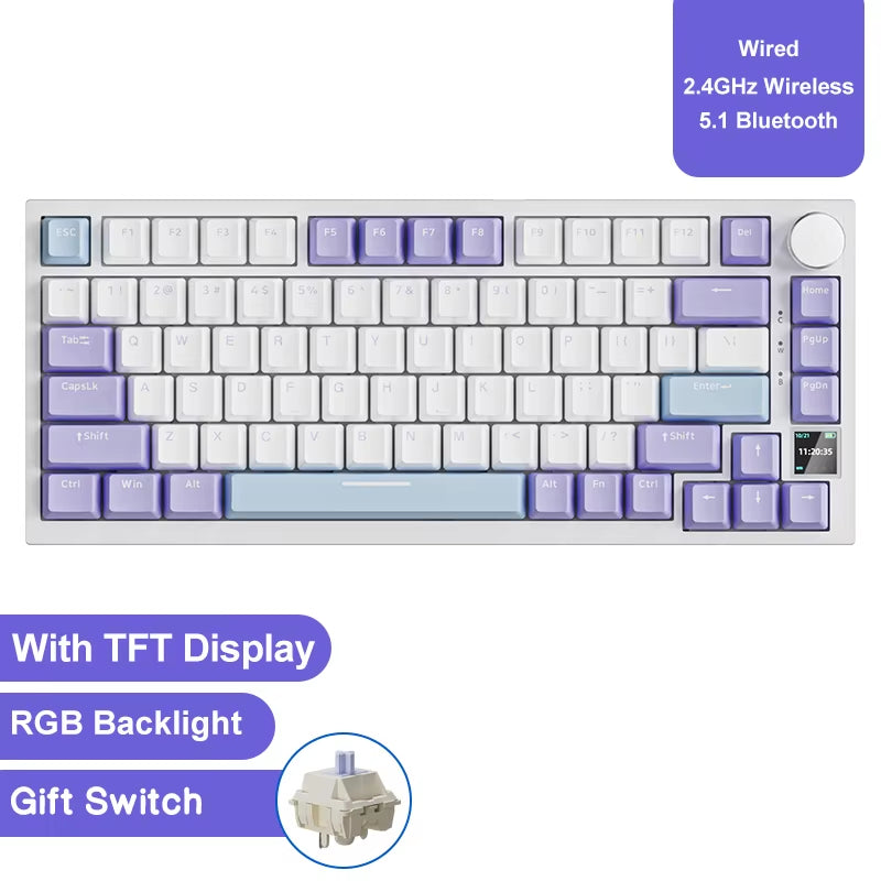 AK820 / Ak820Pro Gaming Mechanical Keyboard 75% 82 Keys Wired Single Mode/Bluetooth Wireless Gamer Keyboard for Laptop PC