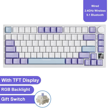 AK820 / Ak820Pro Gaming Mechanical Keyboard 75% 82 Keys Wired Single Mode/Bluetooth Wireless Gamer Keyboard for Laptop PC