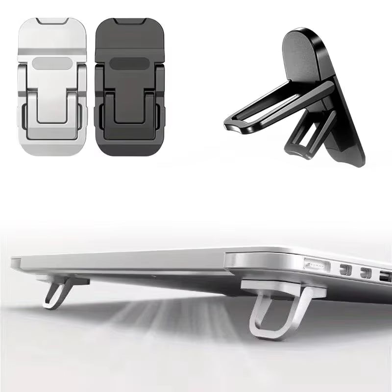 2PCS Mini Foldable Laptop Stand Portable Computer Keyboard Riser with 2 Adjustable Angles Self-Adhesive Invisible Notebook Stand