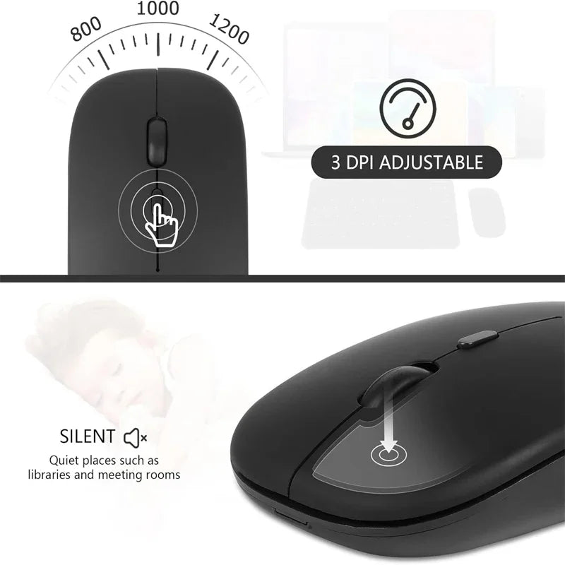 Wireless Mouse Bluetooth-Compatible Gaming Mouse (Dual Mode:Bt+2.4Ghz) Ergonomic Rechargeable Mice for Pc/Laptop/Macbook ﻿