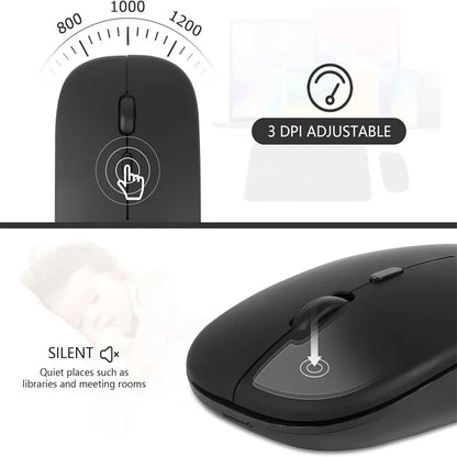 Wireless Mouse Bluetooth-Compatible Gaming Mouse (Dual Mode:Bt+2.4Ghz) Ergonomic Rechargeable Mice for Pc/Laptop/Macbook ﻿