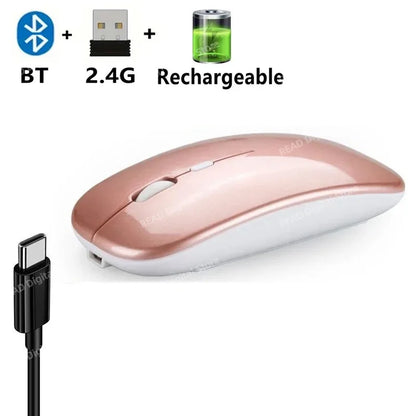 Wireless Mouse Bluetooth-Compatible Gaming Mouse (Dual Mode:Bt+2.4Ghz) Ergonomic Rechargeable Mice for Pc/Laptop/Macbook ﻿