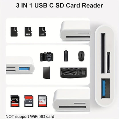 USB C to SD/TF Memory Card Reader, 3-In-1 USB C Card Read Compatible with Iphone 15 Pro Ipad Mac Macbook Laptop Android,Pc & Acc