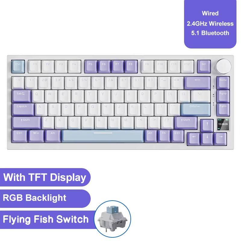 AK820 / Ak820Pro Gaming Mechanical Keyboard 75% 82 Keys Wired Single Mode/Bluetooth Wireless Gamer Keyboard for Laptop PC