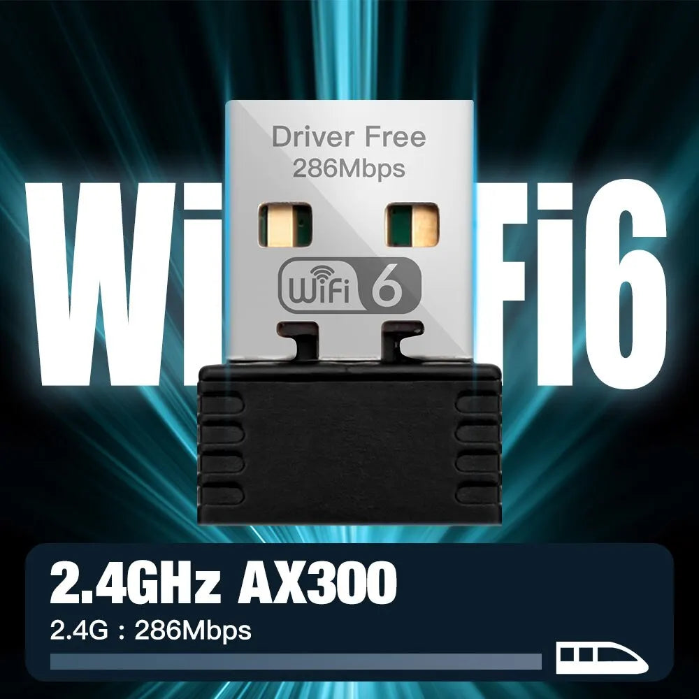 WIFI 6 Adapter AX286 Network Card Mini USB Dongle 2.4Ghz 802.11AX Signal Reception for PC Laptop Windows 10/11 Driver Free