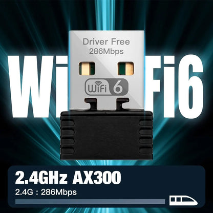 WIFI 6 Adapter AX286 Network Card Mini USB Dongle 2.4Ghz 802.11AX Signal Reception for PC Laptop Windows 10/11 Driver Free