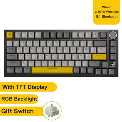AK820 / Ak820Pro Gaming Mechanical Keyboard 75% 82 Keys Wired Single Mode/Bluetooth Wireless Gamer Keyboard for Laptop PC