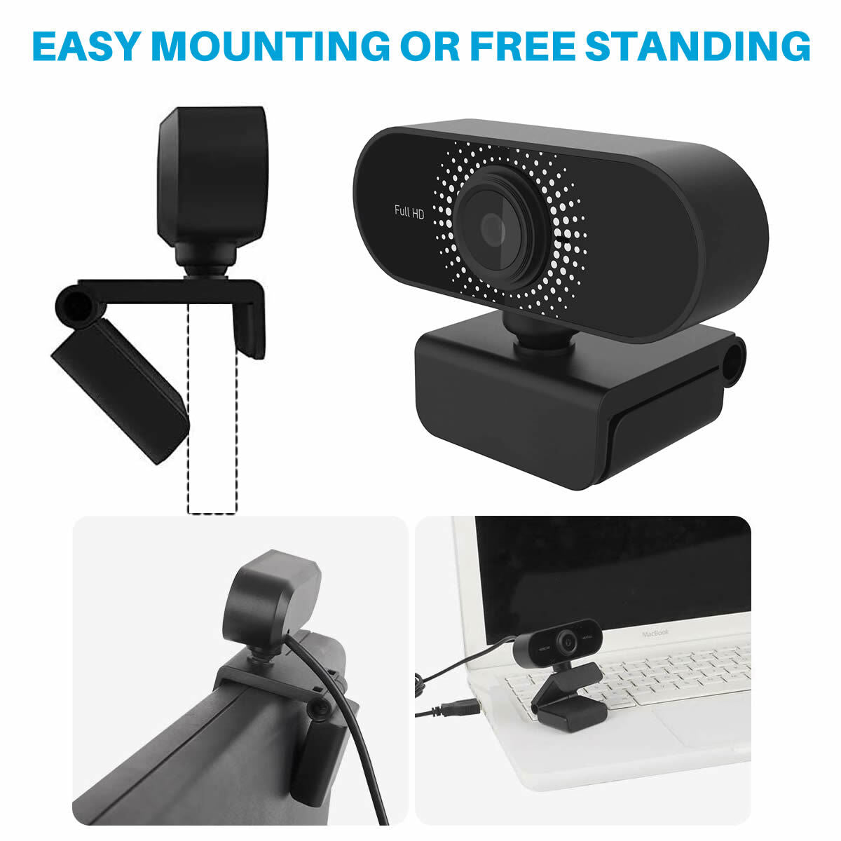 Full HD 1080P Webcam USB Autofocus Web Camera with Microphone for PC Laptop UK