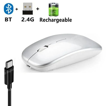 Wireless Mouse Bluetooth-Compatible Gaming Mouse (Dual Mode:Bt+2.4Ghz) Ergonomic Rechargeable Mice for Pc/Laptop/Macbook ﻿