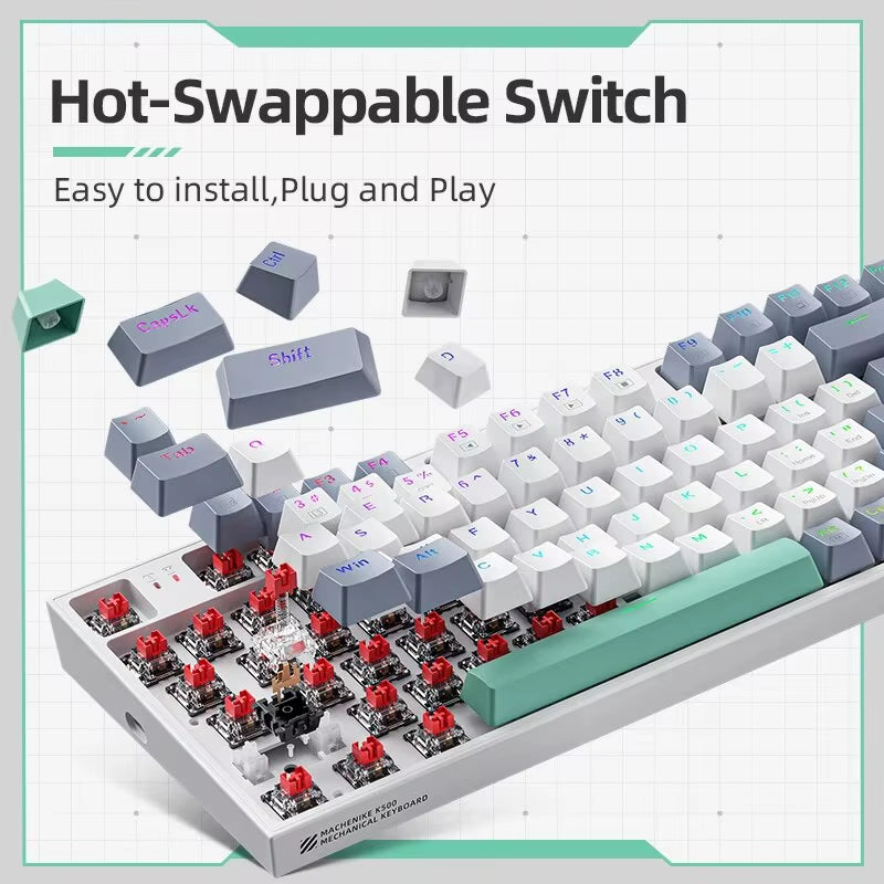 MACHENIKE K500 Mechanical Keyboard Wired Gaming Keyboard K500-B94 Hot Swappable 94 Keys 90% Layout RGB Backlight for PC Laptop
