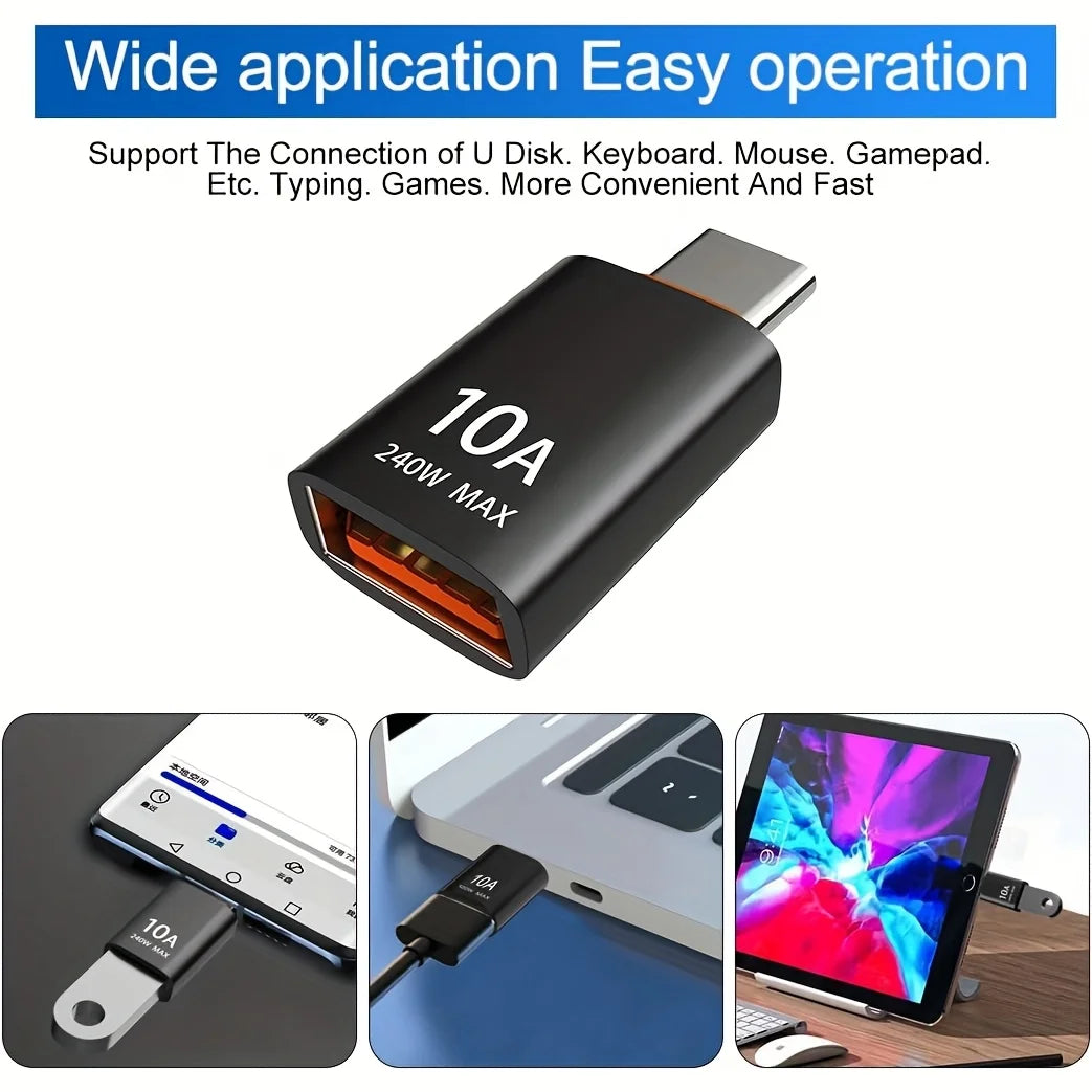 10A USB to Type C Adapter Fast Charging Connector Type C Male to USB Female Converter OTG for Laptop Xiaomi Samsung USB-C Otg