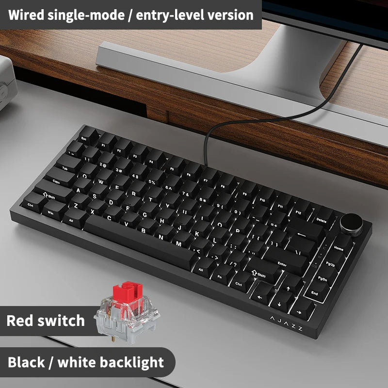 AK820 / Ak820Pro Gaming Mechanical Keyboard 75% 82 Keys Wired Single Mode/Bluetooth Wireless Gamer Keyboard for Laptop PC