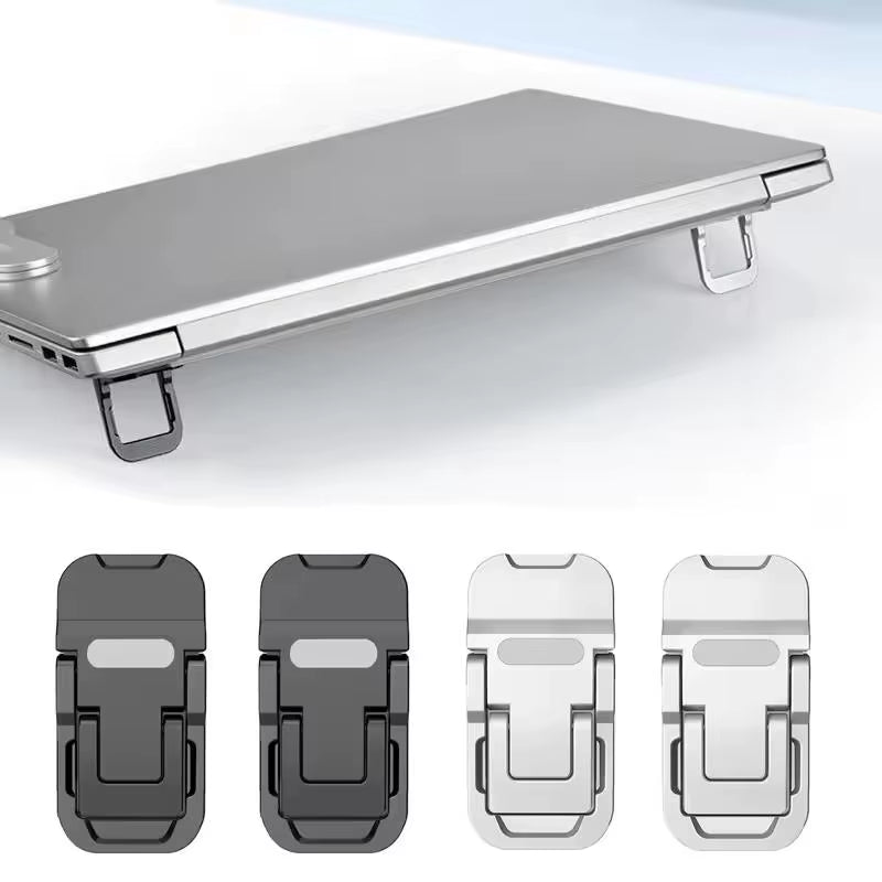 2PCS Mini Foldable Laptop Stand Portable Computer Keyboard Riser with 2 Adjustable Angles Self-Adhesive Invisible Notebook Stand