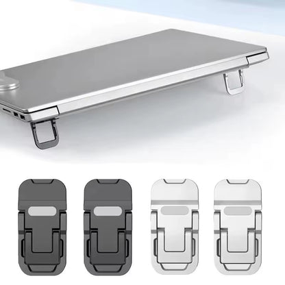 2PCS Mini Foldable Laptop Stand Portable Computer Keyboard Riser with 2 Adjustable Angles Self-Adhesive Invisible Notebook Stand
