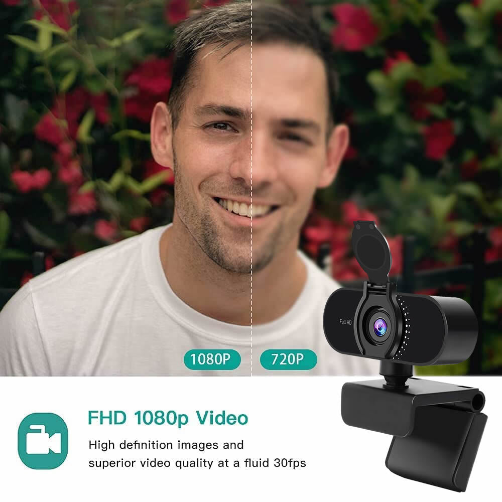 Full HD 1080P Webcam USB Autofocus Web Camera with Microphone for PC Laptop UK