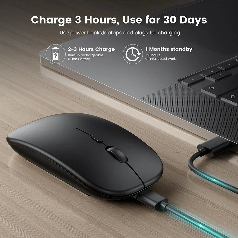 Wireless Mouse Bluetooth-Compatible Gaming Mouse (Dual Mode:Bt+2.4Ghz) Ergonomic Rechargeable Mice for Pc/Laptop/Macbook ﻿