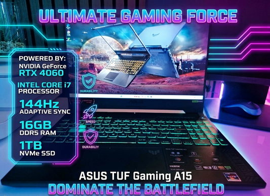 ASUS TUF Gaming A15 | 15.6" 144Hz | AMD Ryzen 7 7735HS | NVIDIA RTX 4060 (140W) | 16GB DDR5 | 1TB SSD
