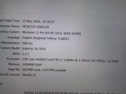 Dell Inspiron 16 Plus 7610 3K Laptop | i7-11800H | RTX 30 Serie | 16GB RAM | 512GB SSD