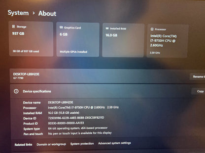 Dell G7-Gaming Laptop I i7 | 16GB |RTX 2060 | 1TB Storage